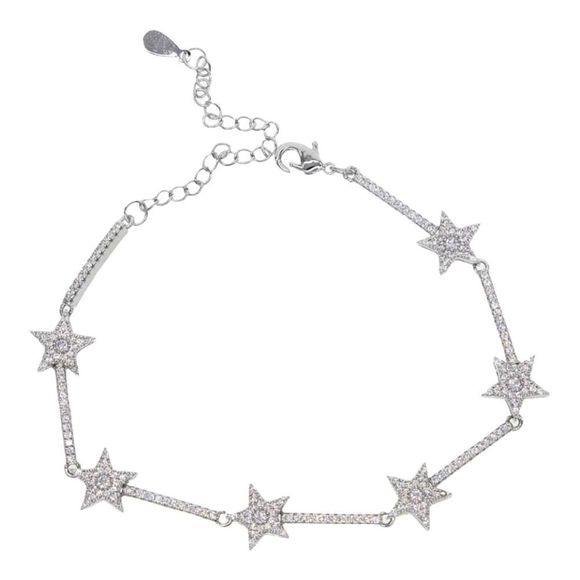 2.00cttw Round Cubic Zirconia micro-pavé Stars and Bars Tennis Bracelet 7" - Picture 1 of 4